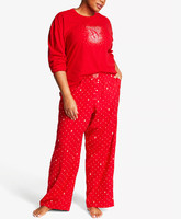 Фланелевая пижама Victoria's Secret Flannel Long-Sleeve Tee-Jama Set (Lipstick Mini Dots) (Размер S - Short)