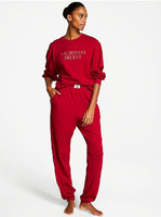 Хлопковая пижама Victoria's Secret 100% Cotton Shine Long Pajama Set (Bordeaux / Rhinestone Logo) (Размер M - Short)