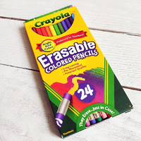 Цветные легко-смываемые карандаши с ластиками Crayola Erasable Colored Pencils 24 штуки