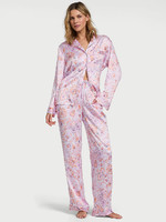 Сатиновая пижама Victoria's Secret Glazed Satin Long Pajama Set (Delicate Violet Floral) (Размер S - Short)